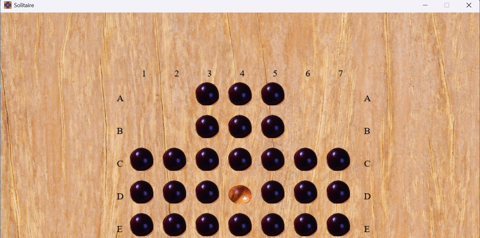 Capture d'écran du projet Jeu du solitaire